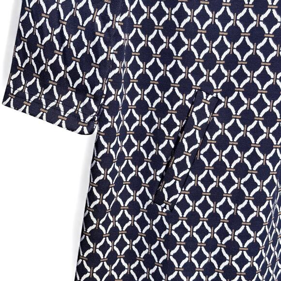 Top It Off Meghan Navy Geometric Print Turtleneck Dress Small NWT Workwear Chic - Picture 6 of 8